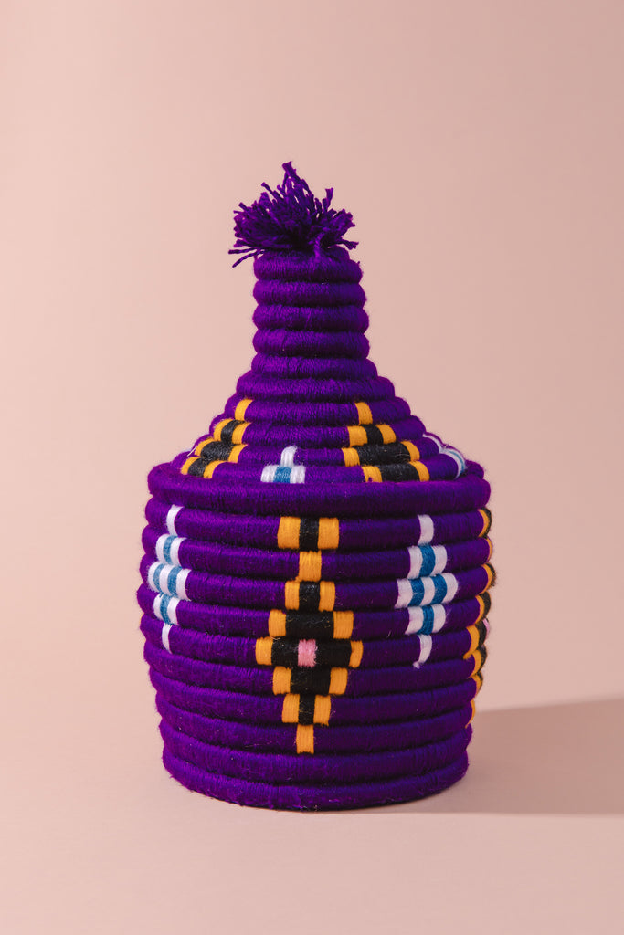 Eggplant - Woven Decorative Berber Basket