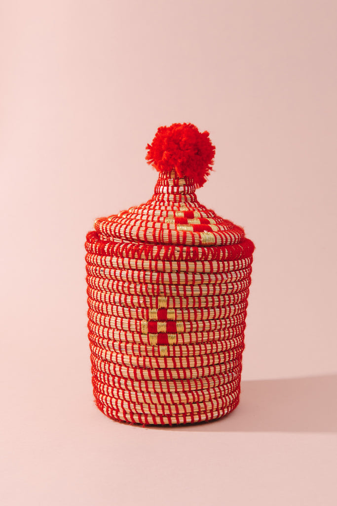 Cherry - Woven Decorative Berber Basket