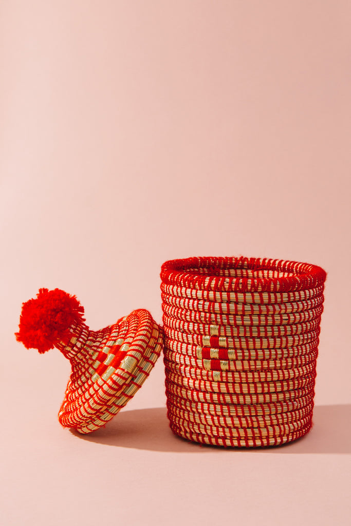 Cherry - Woven Decorative Berber Basket