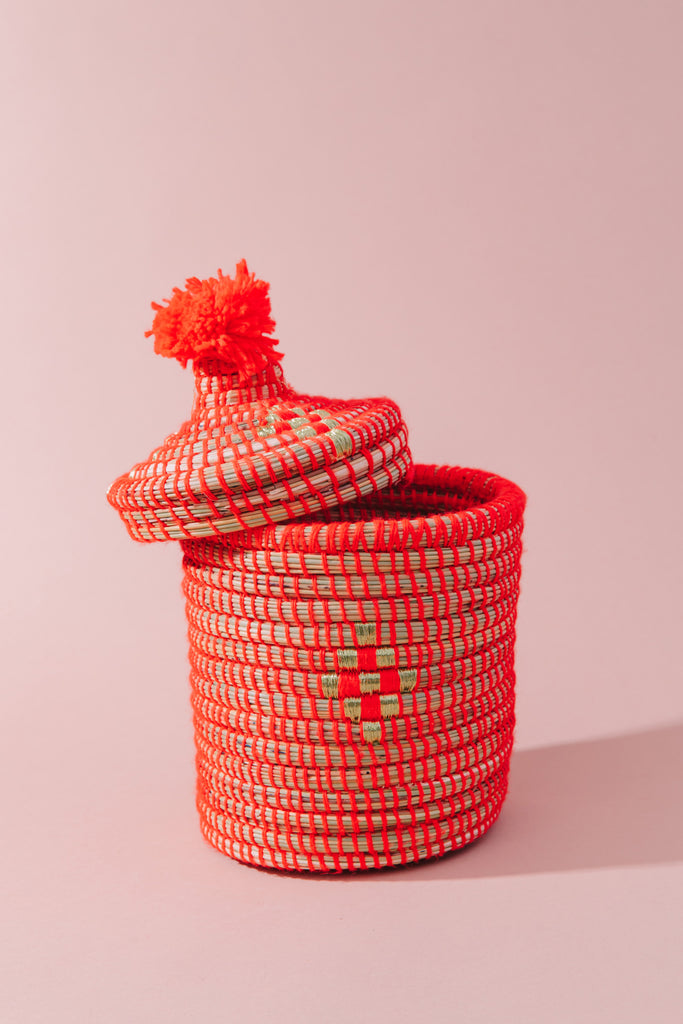 Coral - Woven Decorative Berber Basket