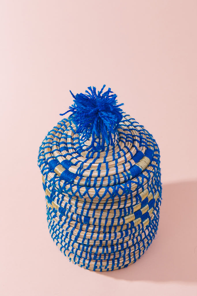 Monday Blues -Woven Decorative Berber Basket